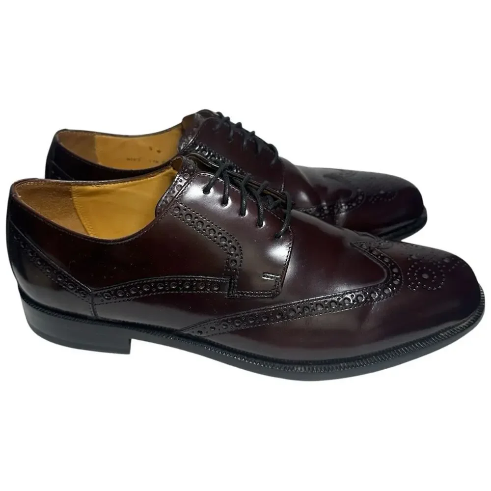 Cole Haan Vintage 11 Dark Burgundy Brown Leather Oxford Wingtip Brogue Shoes